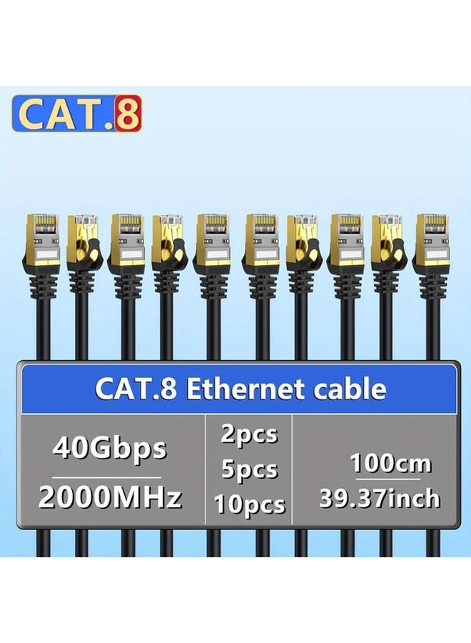 10pcs Cat 8 Ethernet Cable 1m 40Gbps High Speed Network Cable for Gaming Router Modem - Image 1
